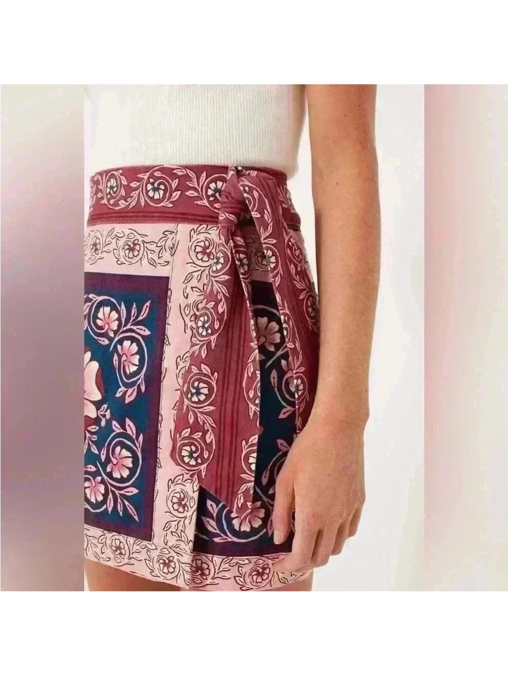FARM Rio Ainika Charm Teal Wrap Skirt NWT - Picture 3 of 10